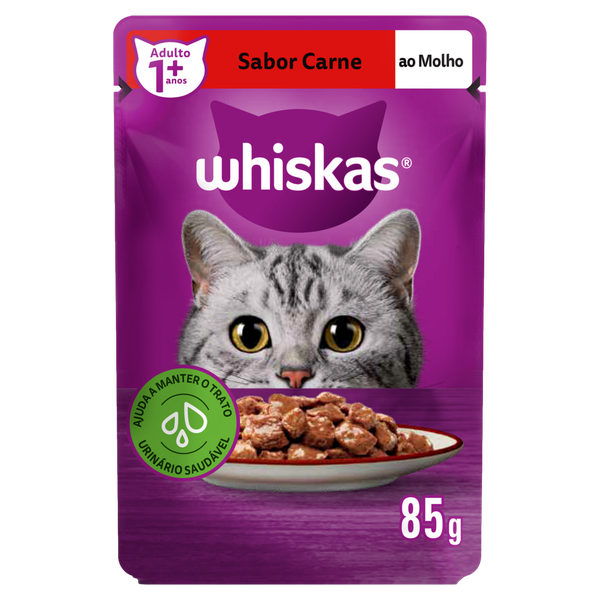 Ração Whiskas Adulto Sachê Carne 85g