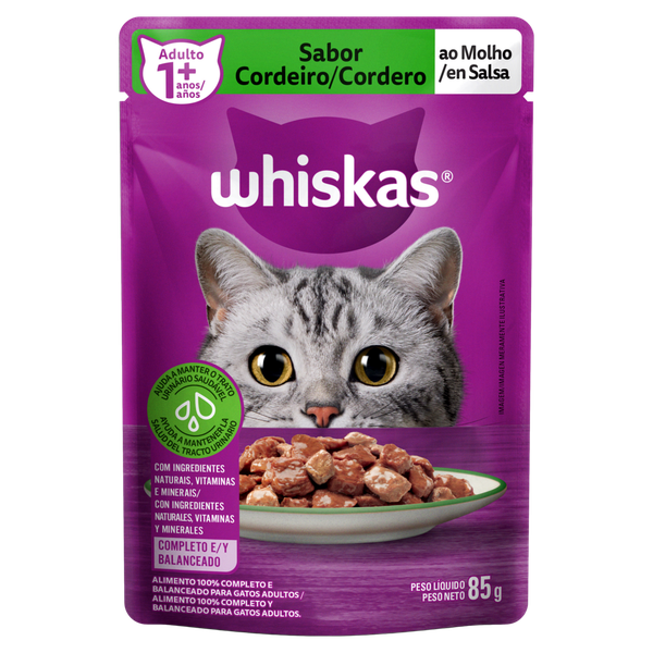 Ração Whiskas Adulto Sachê Cordeiro 85g