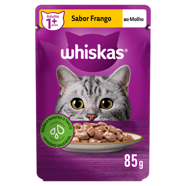 Ração Whiskas Adulto Sachê Frango 85g