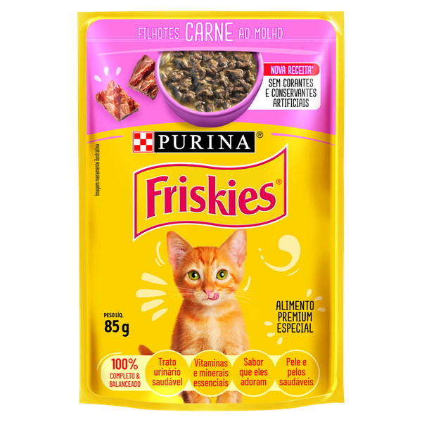 Ração Friskies Filhote Sachê Carne ao Molho 85g