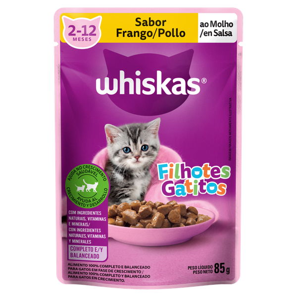 Ração Whiskas Filhote Sachê Frango 85g