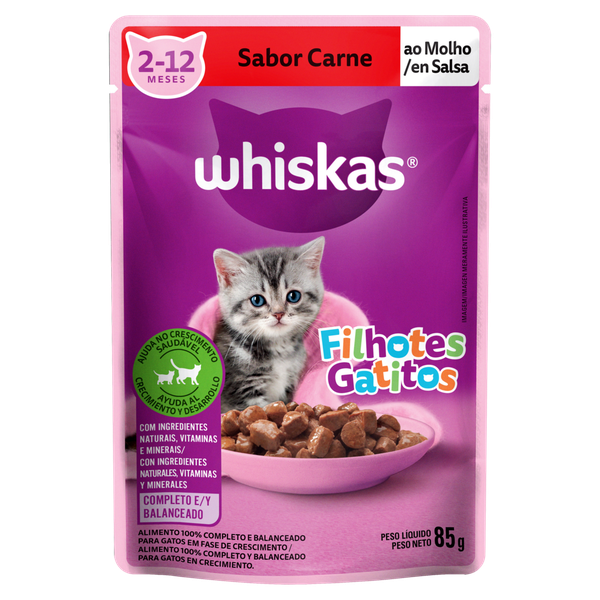 Ração Whiskas Filhote Sachê Carne 85g