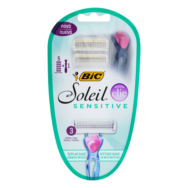 Aparelho Barbear Bic Soleil Clic Sensitive 5 Carg