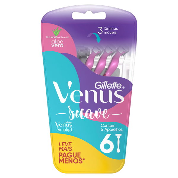 Aparelho Barbear Gillete Venus Suave 6 Unidades Lm Pm