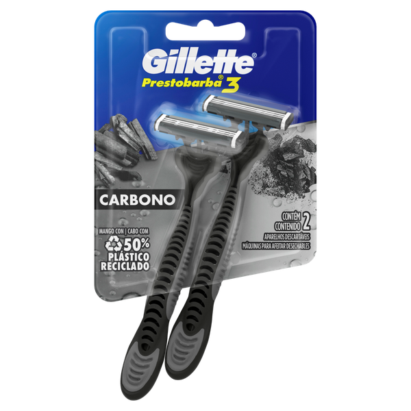 Aparelho de Barbear Presto 3 Carvão Gillette 2 Unidades