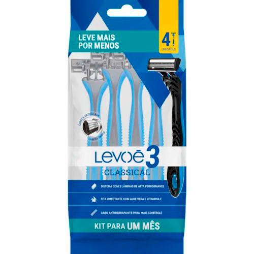 Aparelho de Barbear Levoe Classical 3 Lâminas 4 Unidades