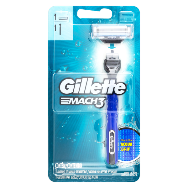 Aparelho de Barbear Mach3 Gel Grip Gillette 1 Carga