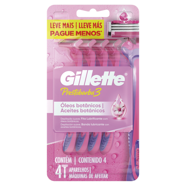 Aparelho de Barbear Gillette Presto 3 Feminino Sm Leve 4 Pague 3