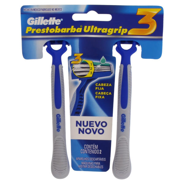 Aparelho de Barbear Presto Ultragrip 3 Gillette 2 Unidades