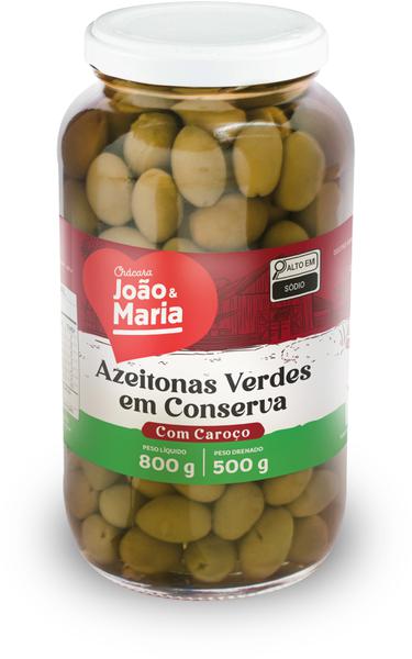 Azeitonas Verdes João e Maria Com Caroço 500g