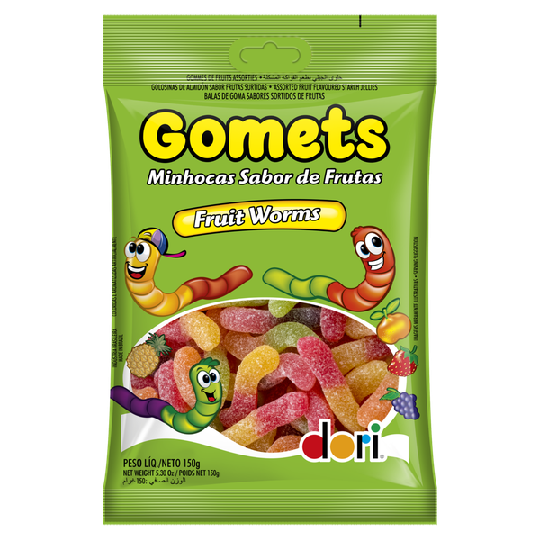 Bala de Goma Dori Gomets Minhoca Frutas Sortidas 150g