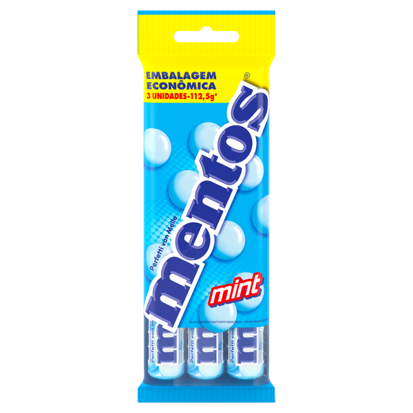 Bala Mentos Stick 3 Unidades Mint 112,5g