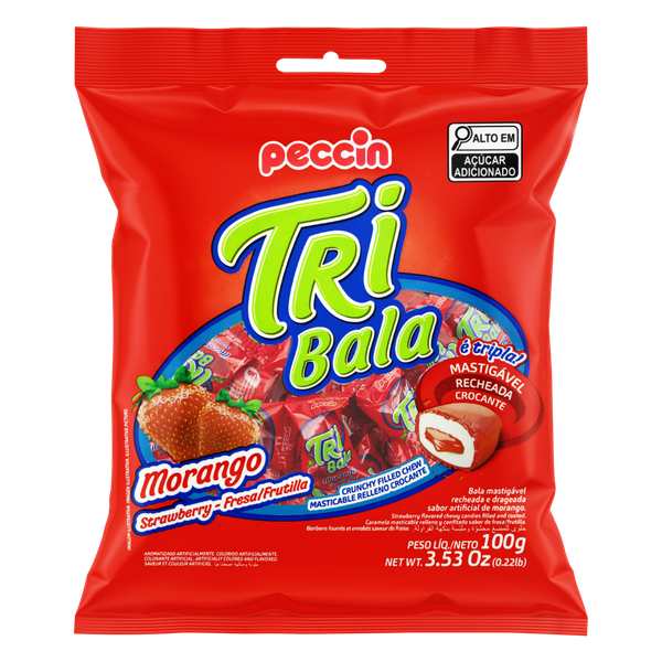 Bala Peccin Tribala Morango 100g