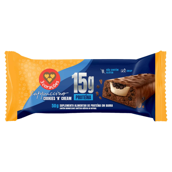 Barra Proteína Cappuccino 3 Corações Cookies N Cream 50g