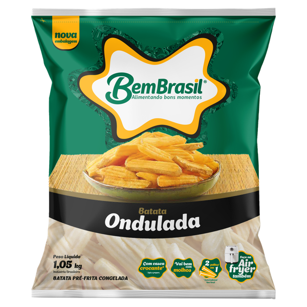 Batata Pré-Frita Ondulada Congelada Bem Brasil Pacote 1,05kg