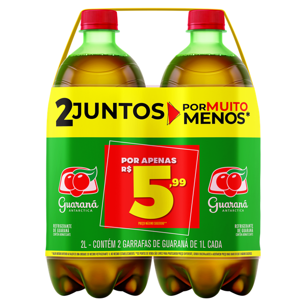 Refrigerante Guaraná Antártica Pack 2 Unidades 1L