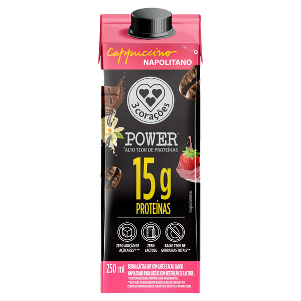 Bebida Láctea 3 Corações Power Napolitano Zero Lactose 250ml