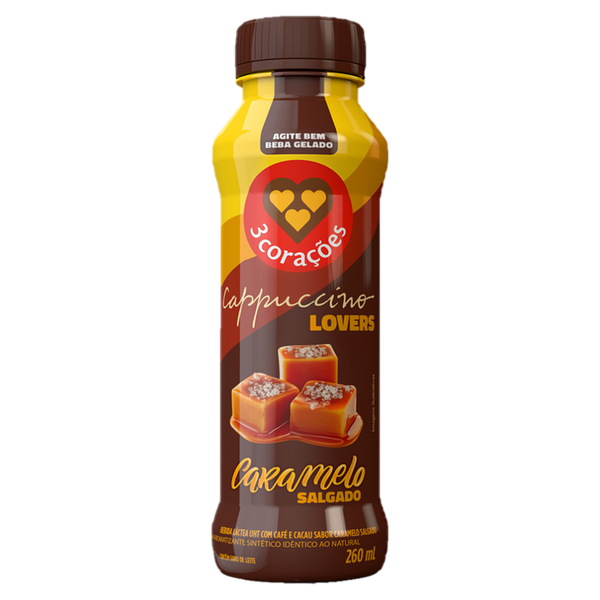 Bebida Láctea Cappuccino 3 Corações Caramelo 260ml