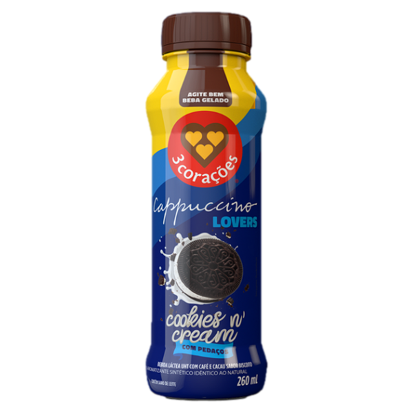 Bebida Láctea Cappuccino 3 Corações Cookies N Cream 260ml