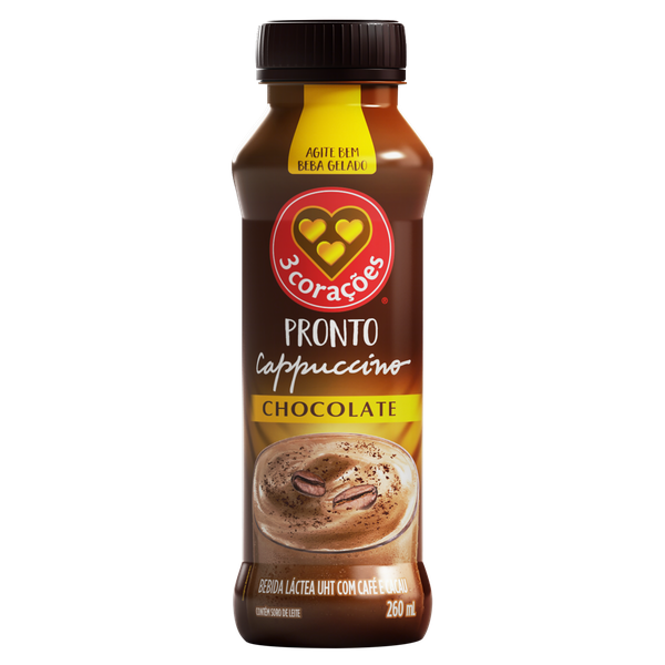 Bebida Láctea Cappuccino 3 Corações Chocolate 260ml