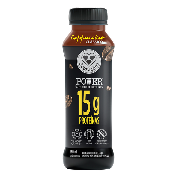 Bebida Láctea Cappuccino 3 Corações Power Whey 260ml