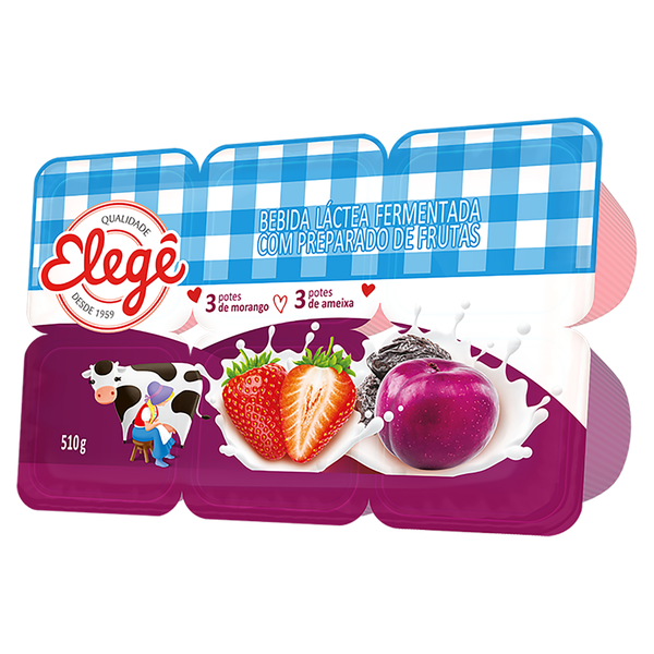 Bebida Láctea Elegê Polpa Morango e Ameixa 540g