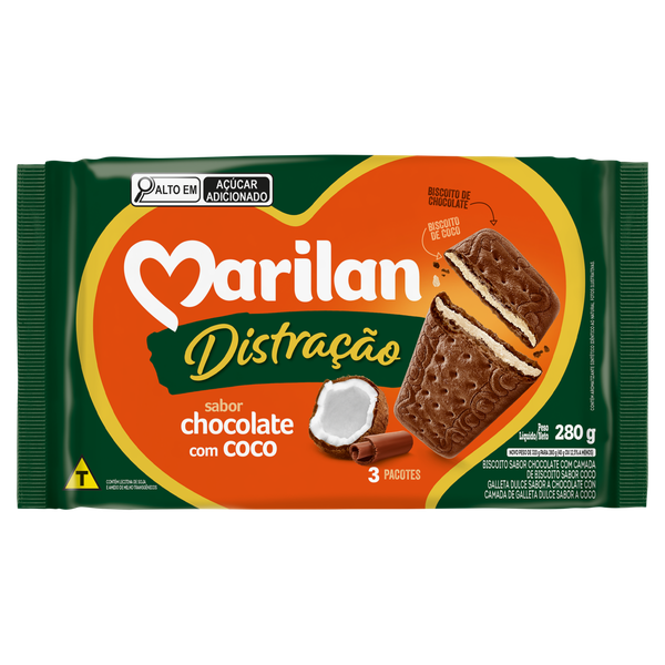 Biscoito Marilan Distração Chocolate com Coco 280g