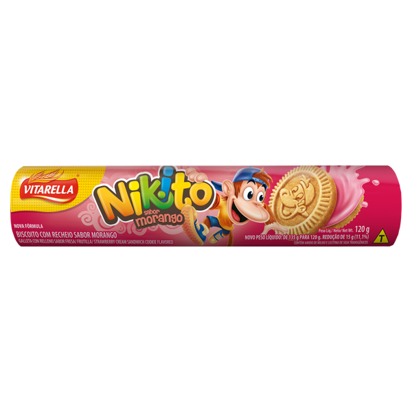 Biscoito Nikito Recheado Morango 120g