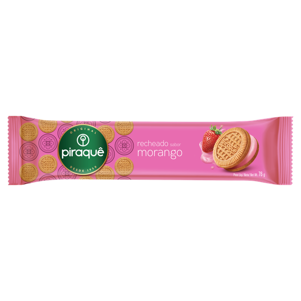 Biscoito Piraquê Recheado Morango 76g