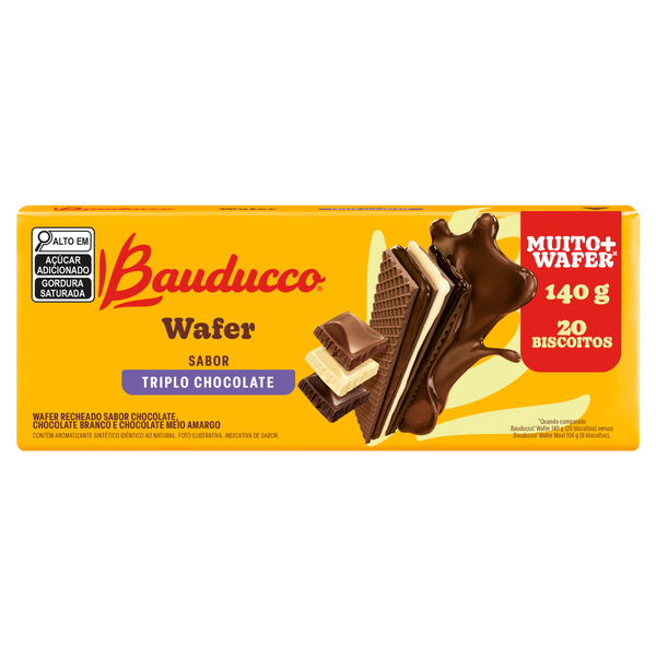 Biscoito Bauducco Wafer Triplo Chocolate 140g