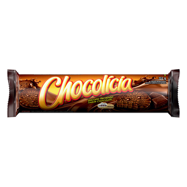 Biscoito Chocolicia Chocolate Licia Recheado Chocolate 132g