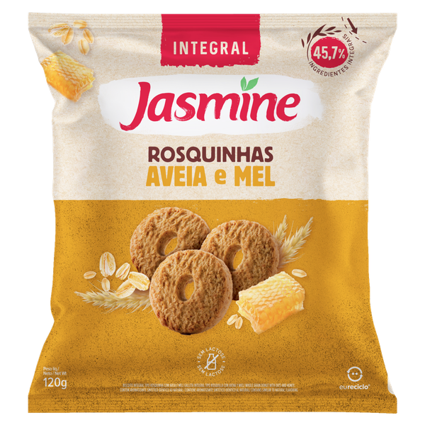 Biscoito Jasmine Rosquinha Inteiro Aveia e Mel 120g