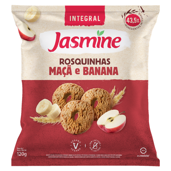 Biscoito Jasmine Rosquinha Inteiro Banana Maça 120g