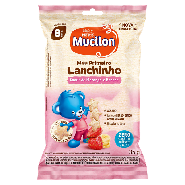 Biscoito Snack Mucilon Lanch Morango Bnn 35g