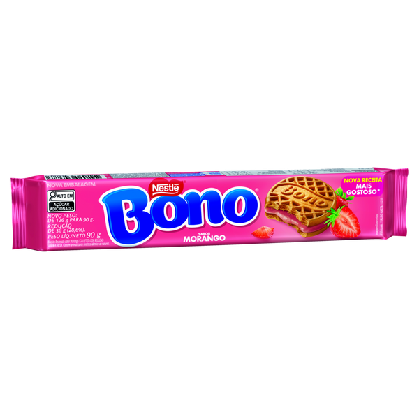 Biscoito Nestlé Recheado Bono Morango 90g