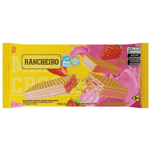Biscoito Rancheiro Wafer Morango 78g
