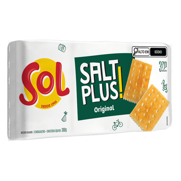Biscoito Sol Salt Plus 360g