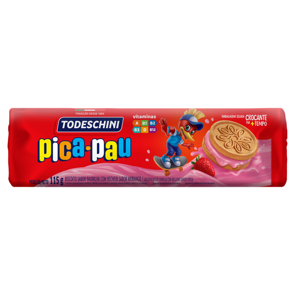 Biscoito Todeschini Recheado Morango 115g