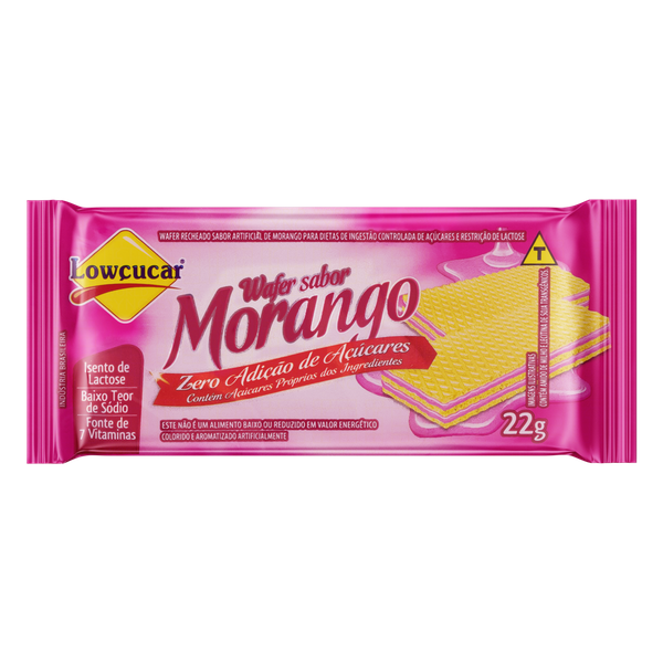 Biscoito Wafer Mini Lowçucar Zero Morango 22g