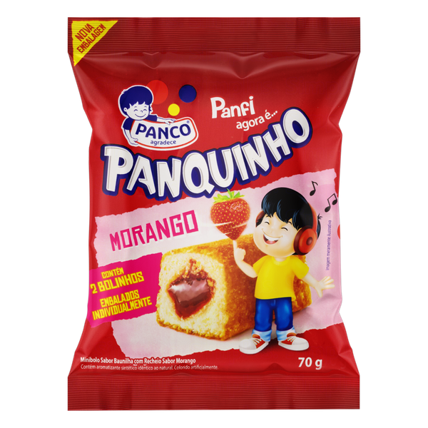 Bolo Panquinho Recheado Morango 70g