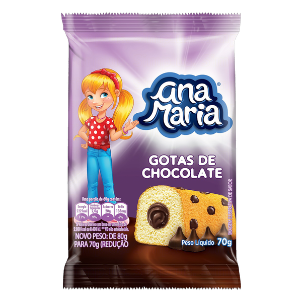 Bolo Ana Maria Gotas de Chocolate 70g