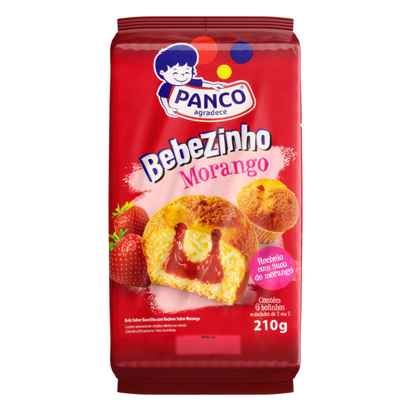 Bolo Panco Bebê Recheado 6 Unidades Morango 210g