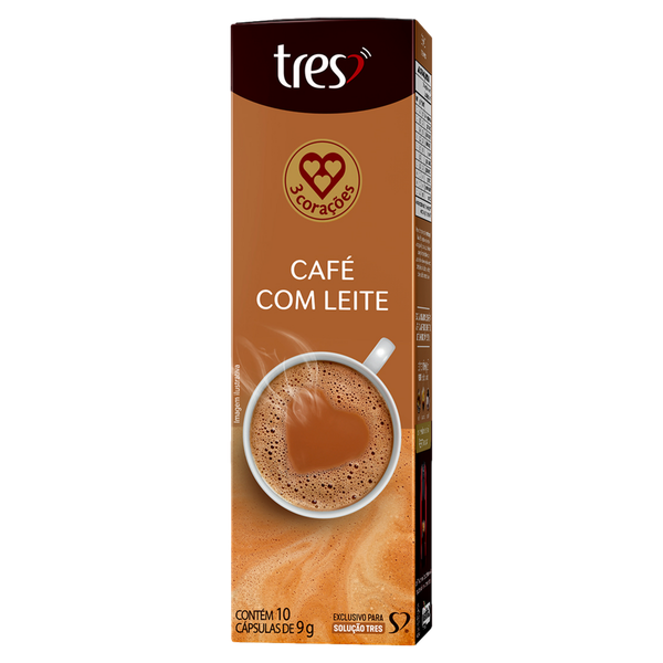 Cápsulas de Café 3 Corações com Leite 10x9g