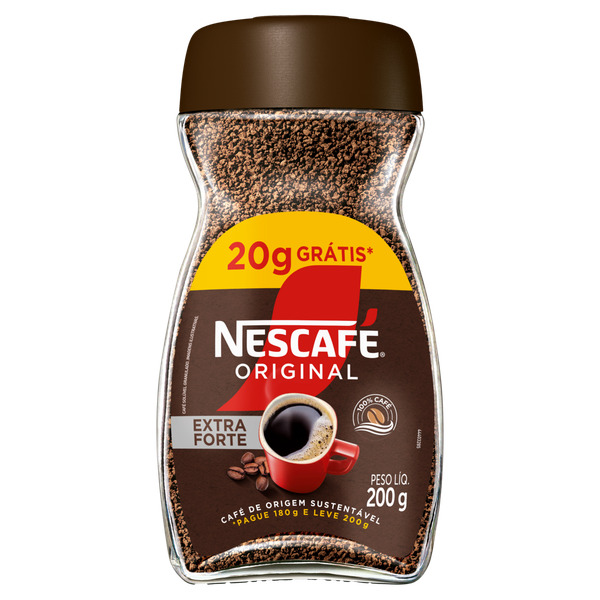 Café Solúvel Granulado Extraforte Nescafé Original Vidro Leve 200g Pague 180g