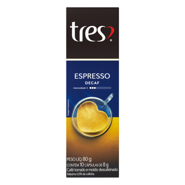 Cápsulas de Café 3 Corações Espresso Descaf 10x8g