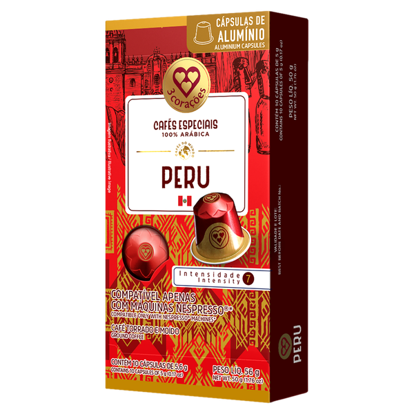 Cápsulas de Café 3 Corações Torrado Moído Peru 56g