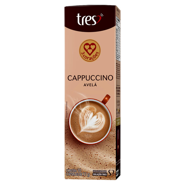 Cápsulas de Cappuccino 3 Corações Avelã 10x11g