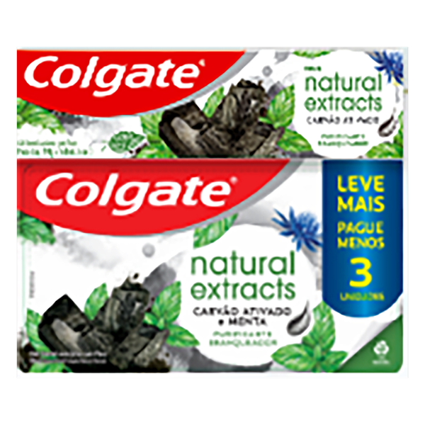 Creme Dental Colgate Naturals Ext Carvão Ativado 3x90G