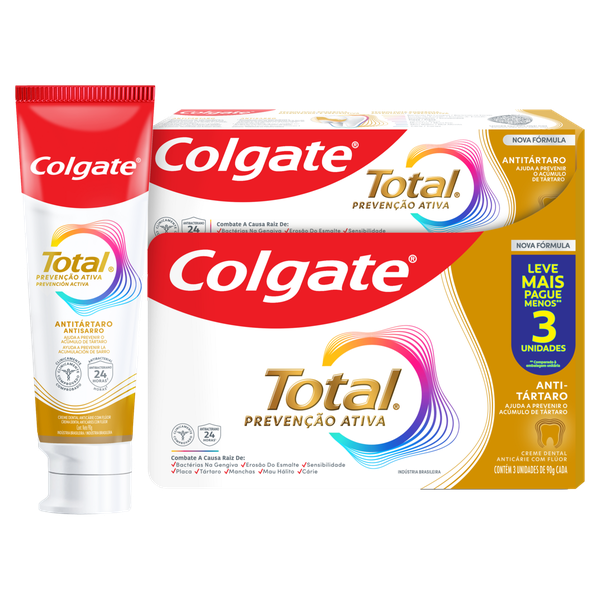 Creme Dental Colgate Total 12 Antitártaro 3x90g