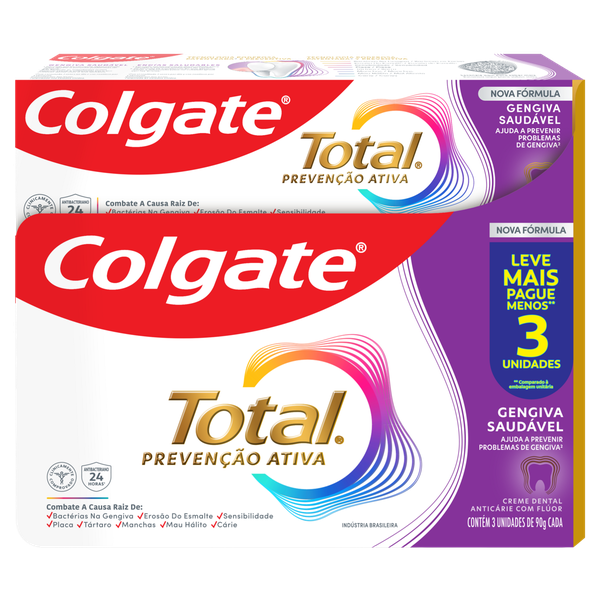 Creme Dental Colgate Total 12 Gengiva Reforçada 3x90g